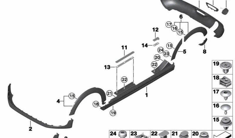 Embellecedor de entrada delantero OEM 51777453185 para MINI F55, F56, F57... y más. Original MINI.