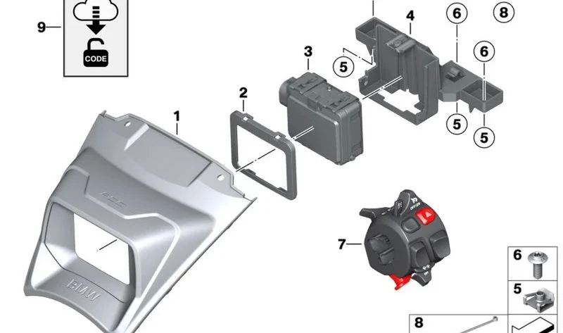 Interruptor combinado izquierdo OEM 61319467933 para motos BMW R18 B, R18 Transcontinental. Original BMW Motorrad.