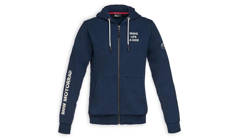 Sudadera con cremallera Make Life a Ride azul noche OEM 76615A81559 para BMW Motorrad. Original BMW.