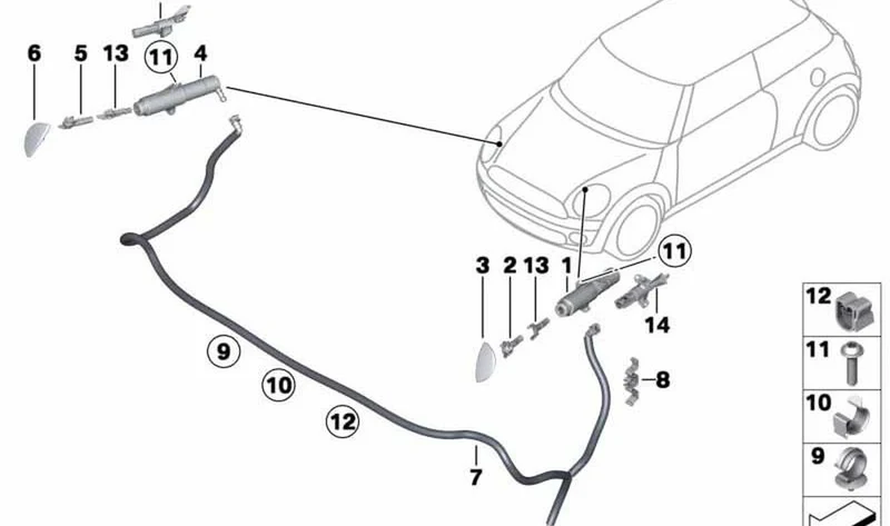 Brazo limpiaparabrisas delantero derecho OEM 61677157120 para MINI R56, R55, R57, R58, R59... y más. Original MINI.