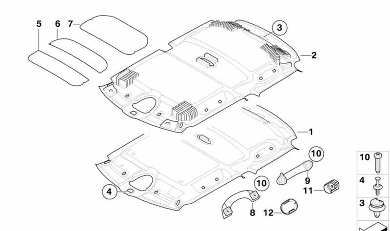 Soporte cubierta asidero delantero OEM 51162754164 para MINI R56, R56 LCI, Clubman R55, Clubman R55 LCI. Original MINI.