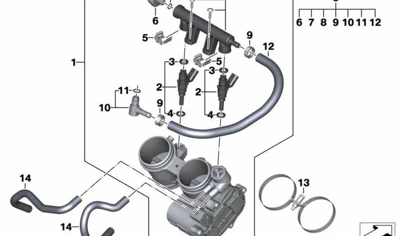 Tubo de la válvula de estrangulación OEM 13548564772 para BMW Motorrad F750GS, F850GS, F900R, F900XR... y más. Original BMW Motorrad.