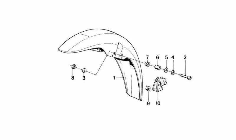 Soporte guardabarros delantero OEM 46611453977 para motos BMW K100, K100 LT, K100 RS, K100 RT. Original BMW Motorrad.