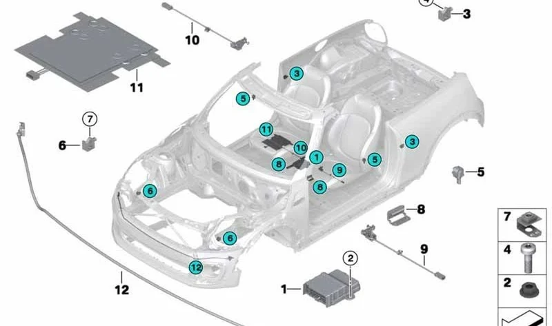 Sensor de protección de peatones PTS OEM 65765A2A040 para MINI F55, F56, F57 LCI (03/2020 - 02/2024). Original MINI.