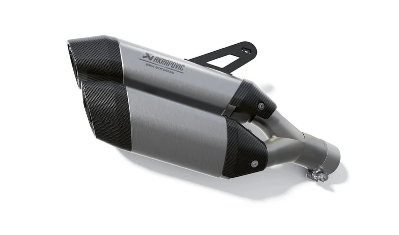 Doble silenciador trasero OEM 77115A82FC2 para motos BMW R 1300 GS (KA1), R 1300 GS Adventure (KA2). Original BMW Motorrad.