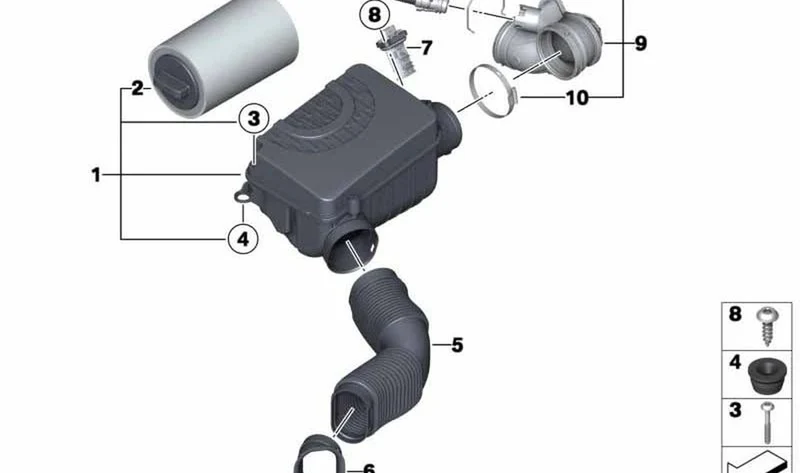 Silenciador de admisión OEM 13717812949 para MINI R56 LCI, Clubman R55 LCI, Cabrio R57 LCI, Coupé R58, Roadster R59... y más. Original MINI.