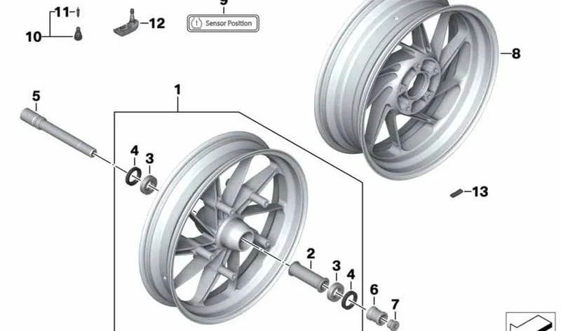 Rodamiento radial rígido OEM 36318548335 para rueda delantera de motos BMW R1200GS, R1200RT, K1200S, F800R... y más. Original BMW Motorrad.