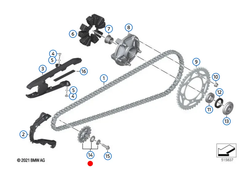 Juego rueda de cadena OEM 23008404494 para motos BMW F750GS, F850GS, F900R, F900XR... y más. Original BMW Motorrad.