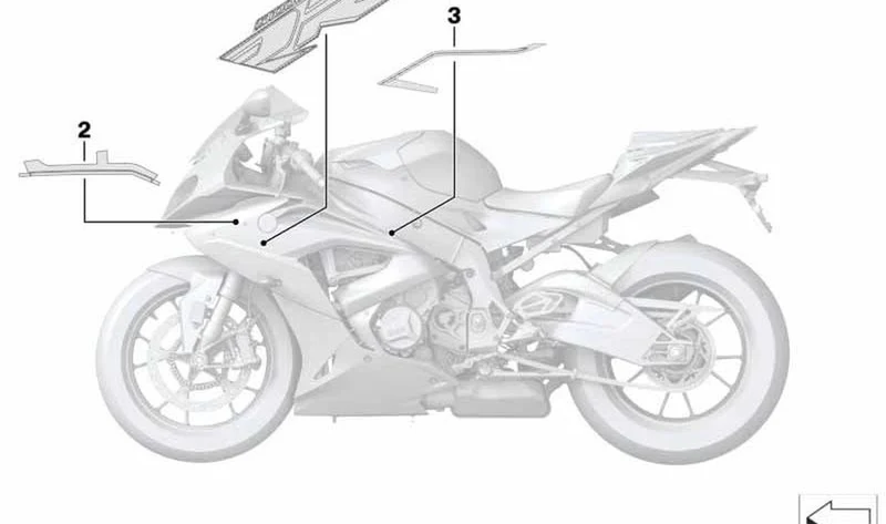 Embellecedor lateral trasero izquierdo OEM 51148528583 para BMW Motorrad S 1000 RR (K46) 2015-2018. Original BMW Motorrad.