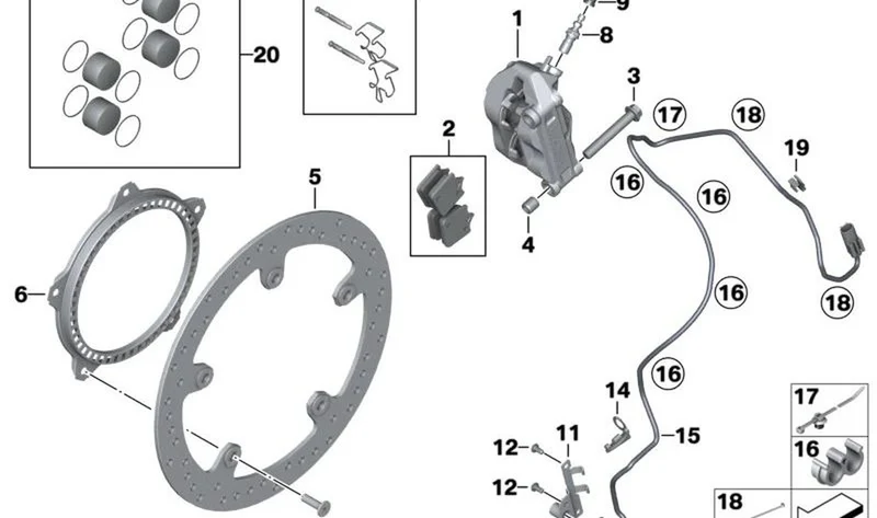 Disco de freno delantero con remache OEM 34117723493 para BMW Motorrad S 1000 RR (K46), S 1000 R (K47). Original BMW Motorrad.