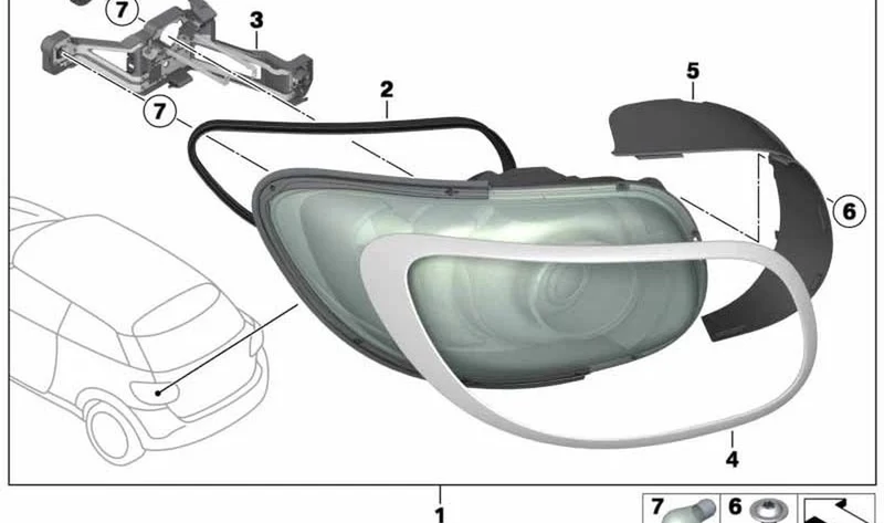 Moldura luz trasera derecha OEM 63129812876 para MINI R56, R61. Original MINI.