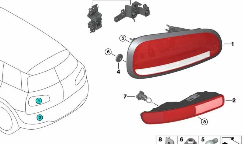 Elemento de fijación trasero OEM 63219879730 para MINI F54 Clubman, Cooper, Cooper D... y más. Original MINI.