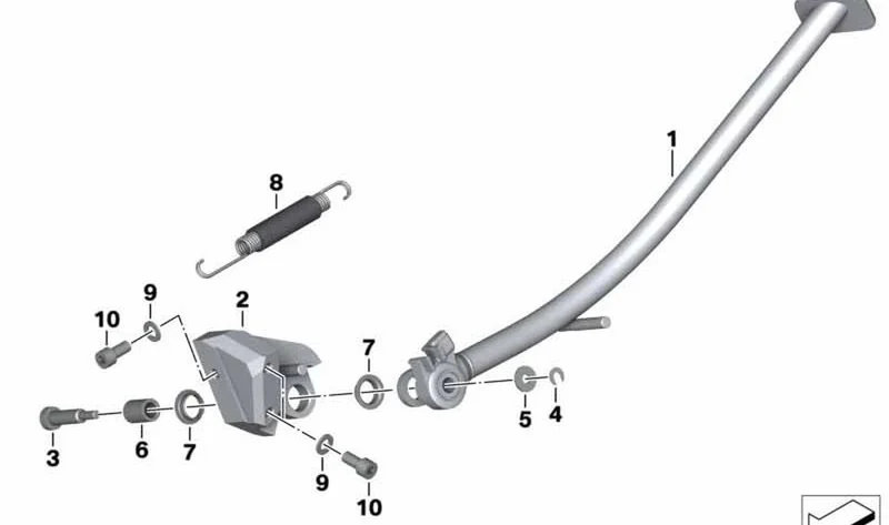 Muelle de tensión lateral OEM 46537687070 para BMW R1200GS, HP2 Enduro, HP2 Megamoto, HP2 Sport, R1200S. Original BMW Motorrad.