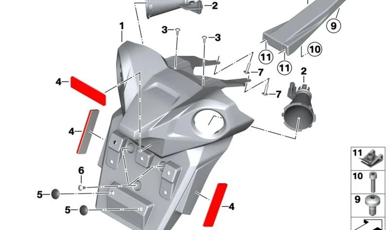 Soporte sensor SVA OEM 46638545538 para BMW Motorrad C 650 GT (K19, 11/2014-08/2020). Original BMW Motorrad.