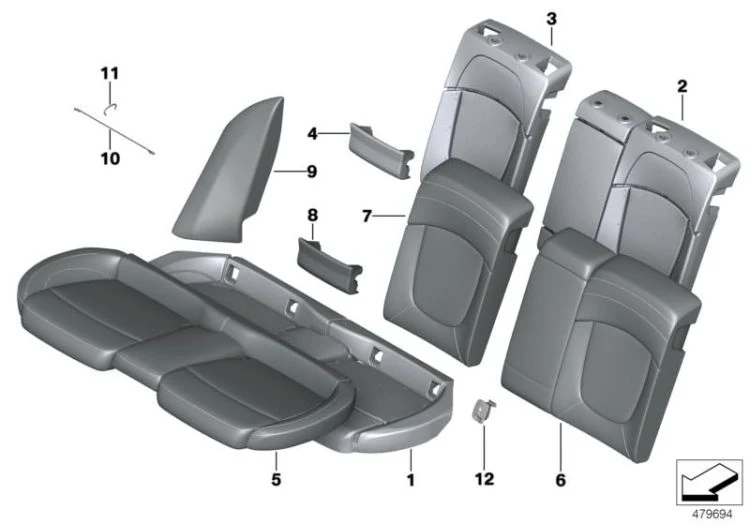 Funda de asiento tela/cuero delantero y trasero OEM 52207939462 para MINI Clubman F54 Cooper, Cooper D. Original MINI.
