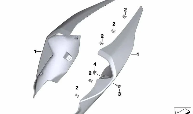 Pieza lateral trasera izquierda OEM 46628388843 para motos BMW S1000RR, M1000RR. Original BMW Motorrad.