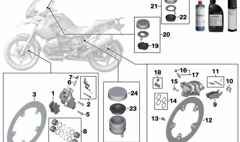 Juego de forro del freno delantero OEM 34117651958 para motos BMW F 650 CS, G 650 GS, HP2 Enduro... y más. Original BMW Motorrad.