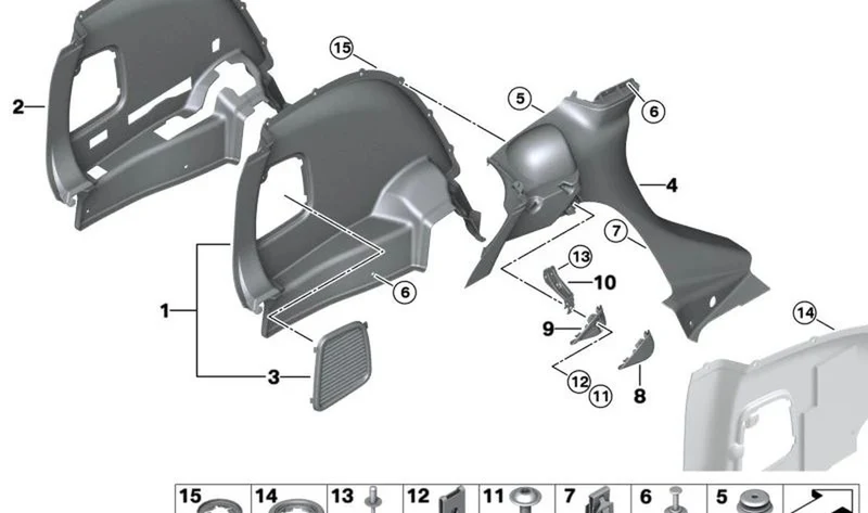 Cubierta revestimiento antepecho izquierdo OEM 51479807325 para MINI Countryman R60. Original MINI.