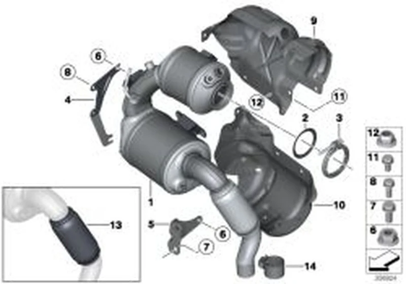 Chapa de calorífugo OEM 18308509066 para MINI R56 LCI, Clubman R55 LCI, Cabrio R57 LCI, Coupé R58, Roadster R59, Countryman R60, Paceman R61. Original MINI.