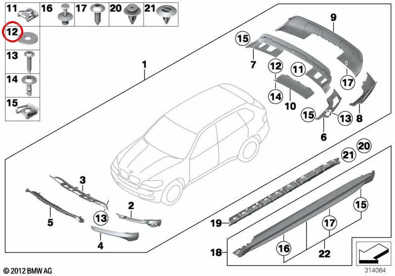 Arandela de seguridad OEM 51718212163 para MINI R53, Cabrio R52, Countryman R60, Paceman R61... y más. Original MINI.