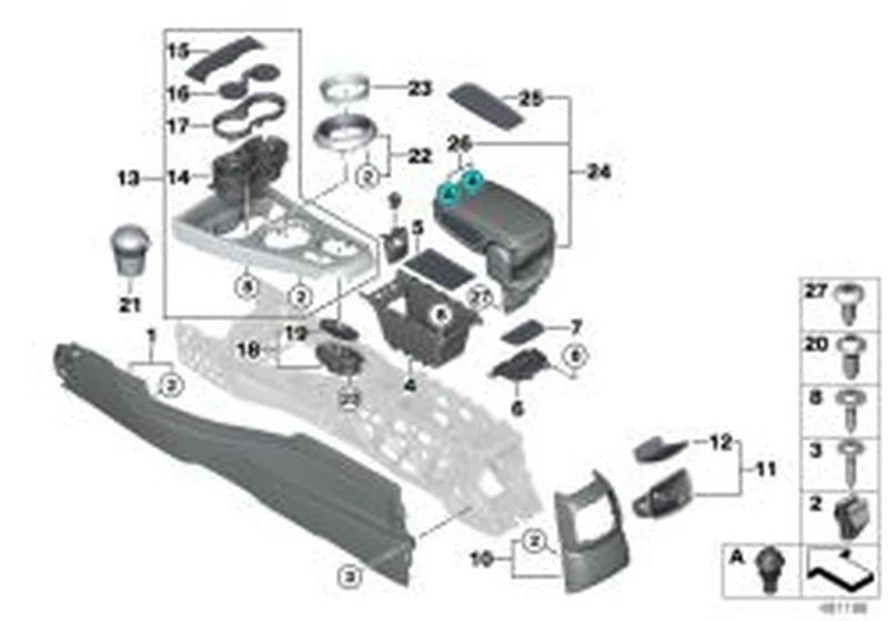 Paramento consola central trasera OEM 51169332830 para MINI Countryman F60 (11/2015 - 07/2020). Original MINI.