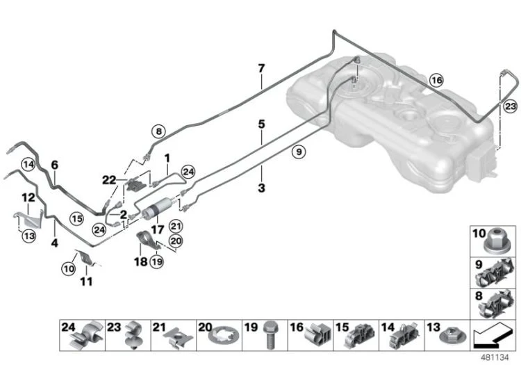 Tubería de retorno de combustible OEM 16127473828 para MINI Countryman F60, F60 LCI, BMW F45, F48, F39... y más. Original BMW y MINI.