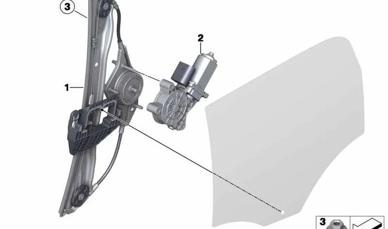 Alzacristales sin motor trasero derecho OEM 51359805672 para MINI Countryman R60 (2010-2016). Original MINI.