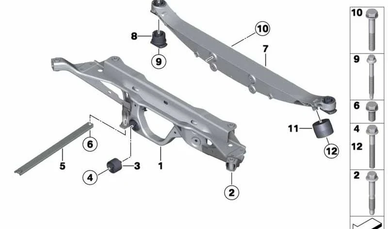 Soporte del eje trasero OEM 33319804723 para MINI Countryman R60, Paceman R61. Original MINI.
