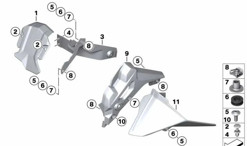 Deflector izquierdo OEM 46638569669 para motos BMW F850GS Adventure, F900GS Adventure. Original BMW Motorrad.