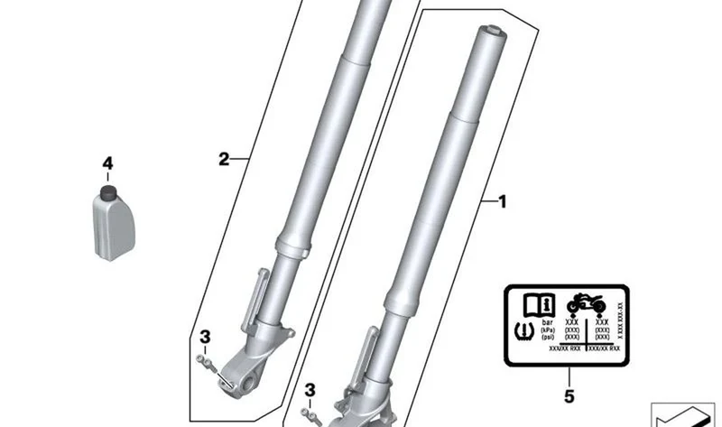 Rama de horquilla izquierda OEM 31428562020 para motos BMW G 310 GS (2016-2025). Original BMW Motorrad.