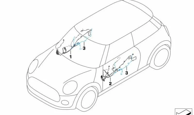 Mazo de cables puerta lado conductor OEM 61129389208 para MINI F57 Cabrio, Cooper, Cooper D. Original MINI.