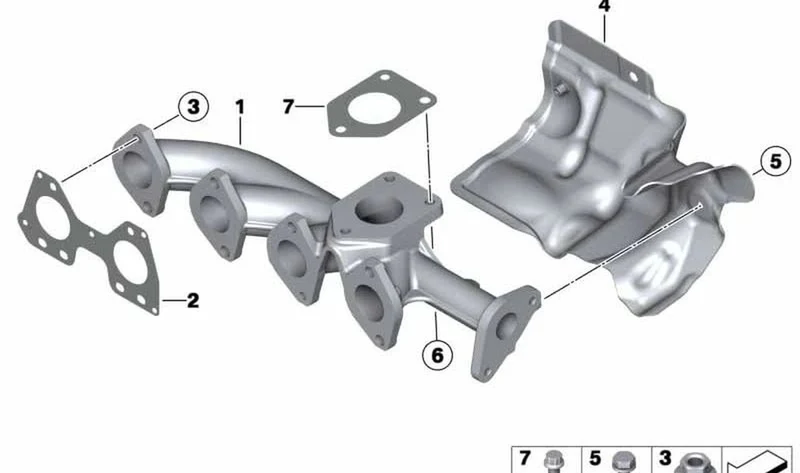 Codo de escape OEM 11627812314 para MINI R56 LCI, Clubman R55 LCI, Cabrio R57 LCI, Coupé R58, Roadster R59, Countryman R60, Paceman R61. Original MINI.