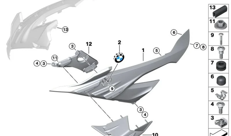 Placa adaptadora Winglet derecha OEM 46637924416 para BMW Motorrad S 1000 RR (K67). Original BMW Motorrad.