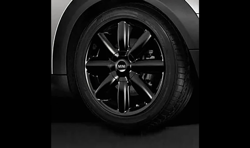 Llanta de aluminio Crown Spoke 104 negra OEM 36116787237 para MINI R50, R53, R56, Clubman R55, Cabrio R57 y más. Original MINI.