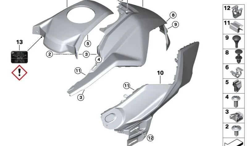 Tornillo carrocería sin collar OEM 46638568781 para motos BMW R 1200 GS, R 1250 GS, S 1000 RR, F 750 GS... y más. Original BMW Motorrad.