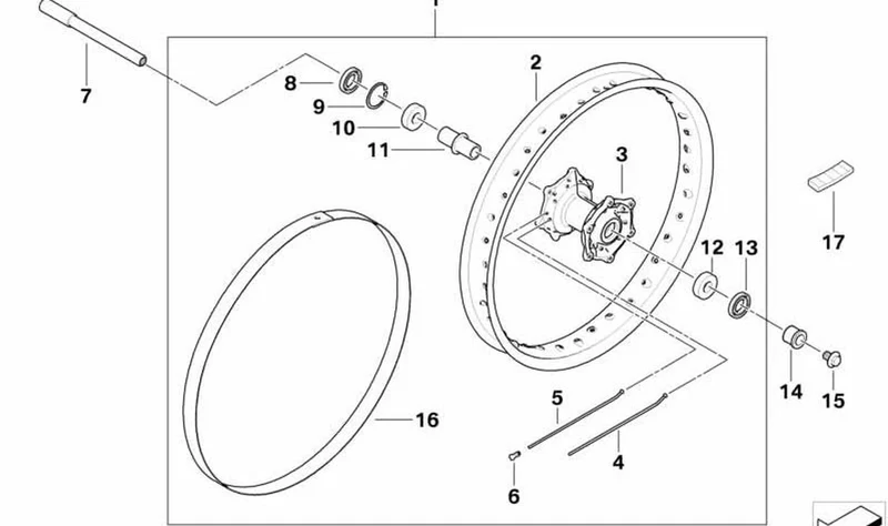 Cinta de llanta delantera 21"/28mm OEM 36317720085 para motos BMW F800GS, F800GS Adventure. Original BMW Motorrad.