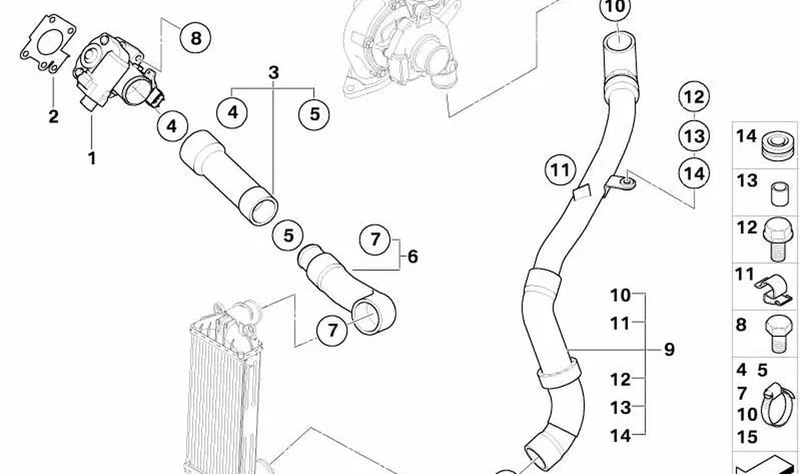 Abrazadera de sistema de aspiración OEM 11617798305 para MINI R50 One D. Original MINI.