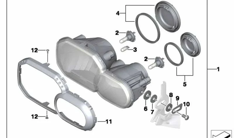Caperuza de faro OEM 63127698599 para BMW Motorrad F700GS, F650GS, F800GS, F800R. Original BMW Motorrad.
