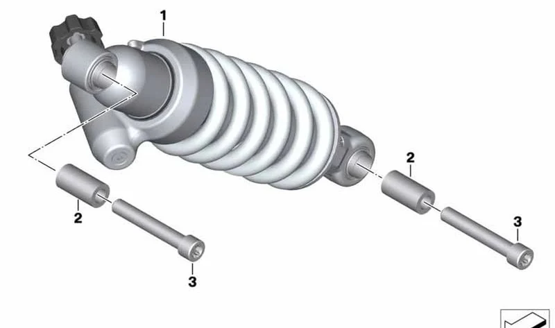 Amortiguador trasero OEM 33548404357 para motos BMW F 900 R, F 900 RA2. Original BMW Motorrad.