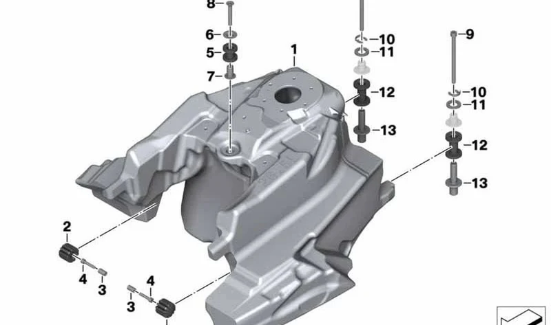 Manguito depósito delantero OEM 16117722574 para motos BMW K 1600 GT, K 1600 GTL, K 1600 Bagger. Original BMW Motorrad.