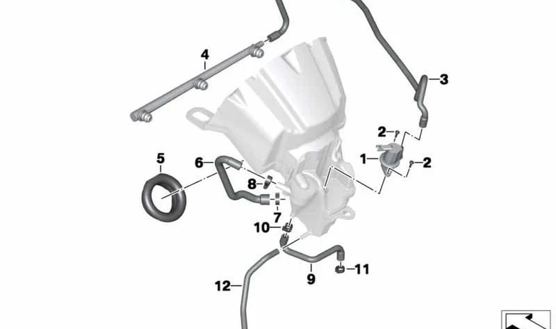 Abrazadera tubo flexible OEM 17127713884 para BMW F20, F21, F30, K1600 GT, C650 GT... y más. Original BMW Motorrad.