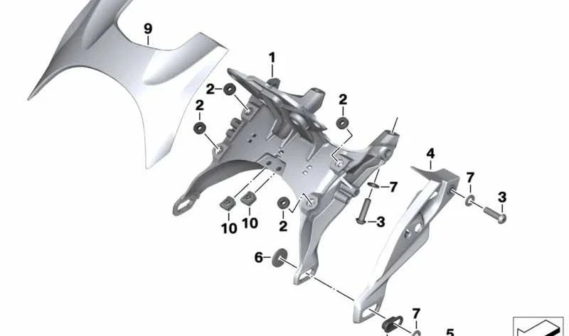 Soporte múltiple OEM 46637720569 para motos BMW R1200R (K27) 2010-2014. Original BMW Motorrad.