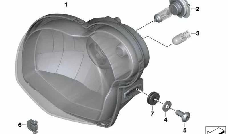 Faro delantero OEM 63127696880 para motos BMW G 650 GS, G 650 X, HP2 Megamoto... y más. Original BMW Motorrad.