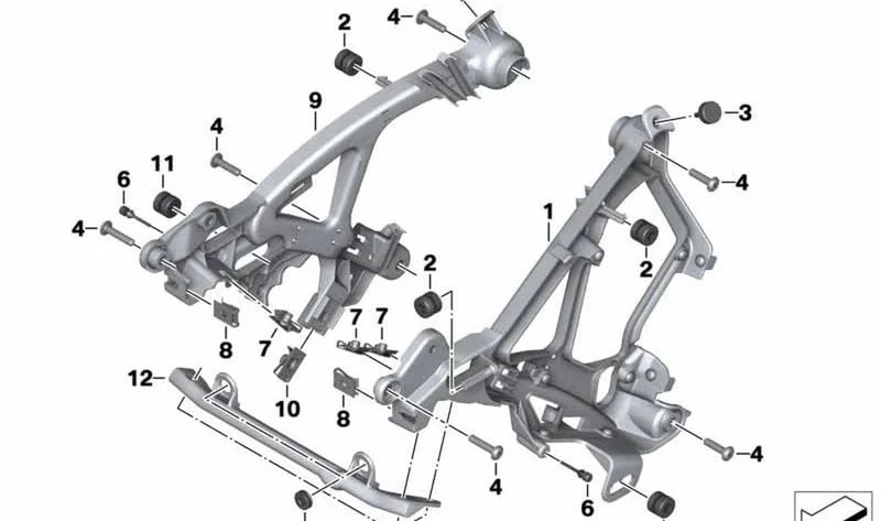 Tirante centro OEM 46637681909 para BMW Motorrad K1200R, K1300R. Original BMW Motorrad.