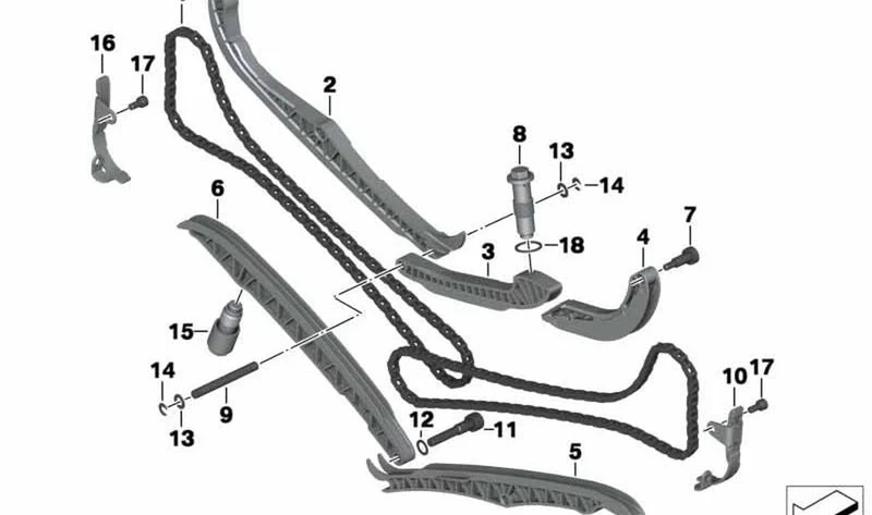 Guía de cadena derecha OEM 11317707792 para motos BMW R1200GS, R nineT, R1200RT, R1200R, R nineT Scrambler... y más. Original BMW Motorrad.