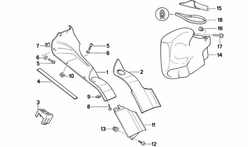 Recubrimiento izquierdo OEM 46632308063 para motos BMW K1, K100RS. Original BMW Motorrad.