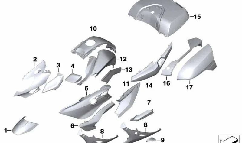 Moldura base de maleta arriba derecha OEM 46548392852 para BMW Motorrad K1600 GTL, serie K. Original BMW Motorrad.