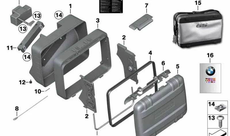 Tapa de la maleta Topcase OEM 71607704365 para motos BMW F700GS, F800GS, G650GS, G650GS Sertão. Original BMW Motorrad.