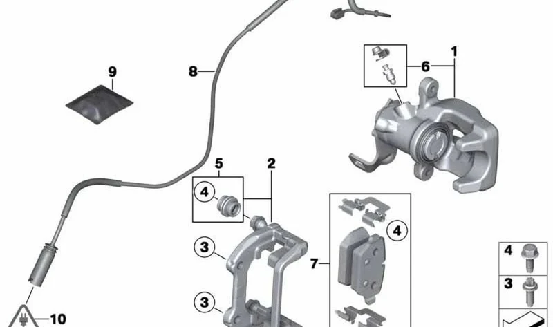 Porta frenos trasero OEM 34219804738 para MINI R56, R60, R61. Original MINI.