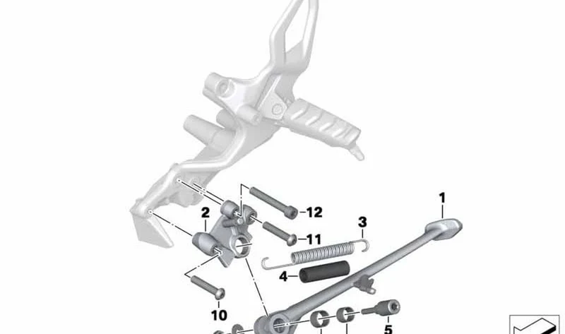 Soporte para apoyo lateral OEM 46537681677 para motos BMW F800S, F800ST, F800R. Original BMW Motorrad.